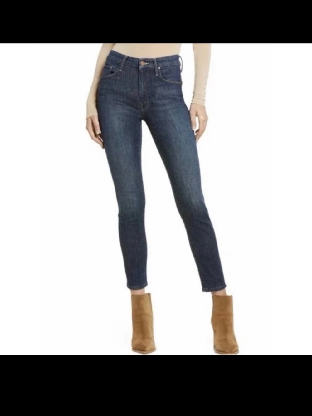 MOTHER The Looker Crop Jeans Switch It Up Wash Blue Skinny Denim Women's Size 30